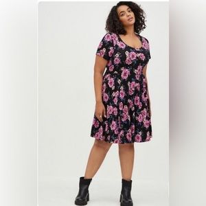 Floral Black and Pink Dress